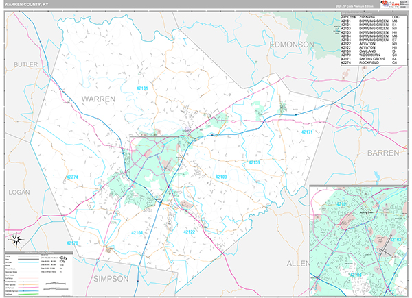 Warren County, KY Zip Code Map