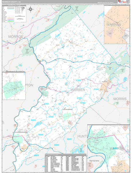 Warren County, NJ Zip Code Map