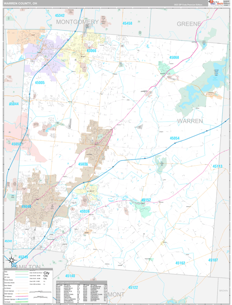 Warren County, OH Carrier Route Wall Map