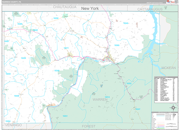 Warren County, PA Wall Map