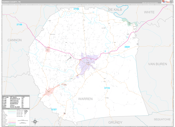 Warren County, TN Wall Map