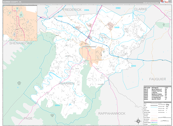 Warren County, VA Wall Map