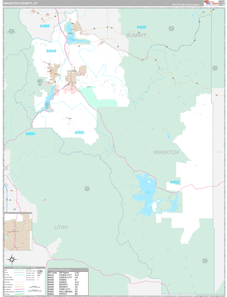 Wasatch County, UT Wall Map