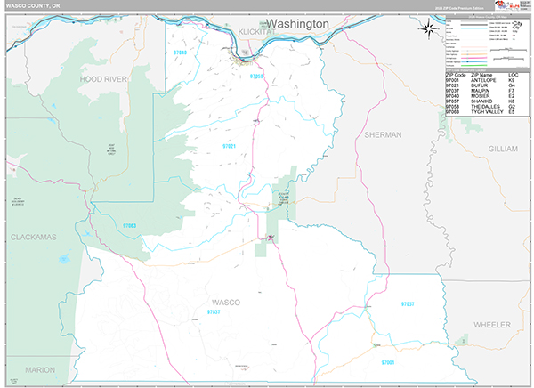 Wasco County, OR Wall Map