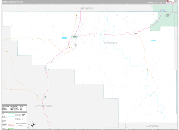 Washakie County, WY Wall Map Premium Style