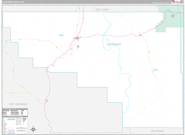 Washakie County, WY Zip Code Map
