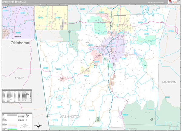 Washington County, AR Zip Code Map
