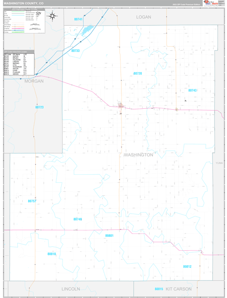Washington County, CO Carrier Route Wall Map