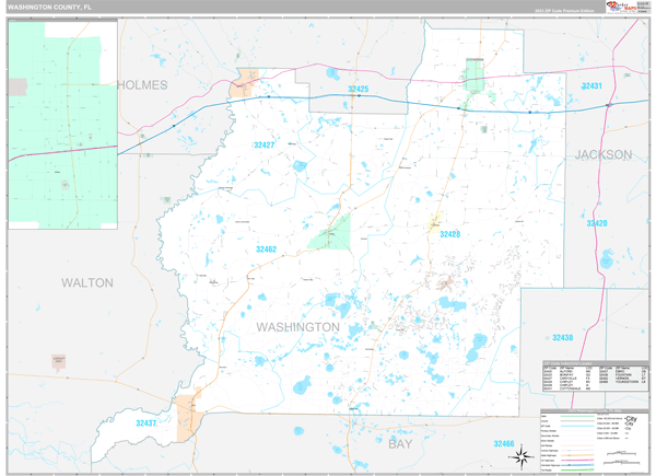Washington County, FL Wall Map