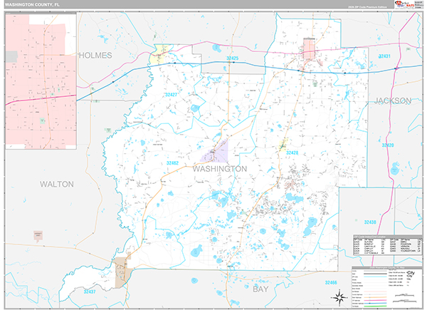 Washington County, FL Wall Map