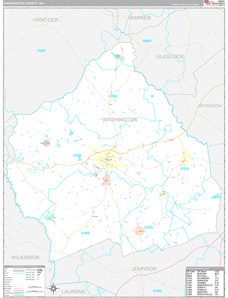 Washington County, GA Zip Code Map