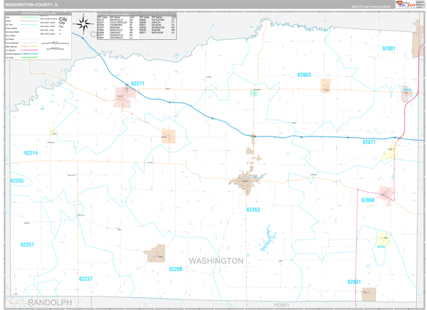 Washington County, IL Wall Map