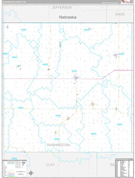 Washington County, KS Wall Map
