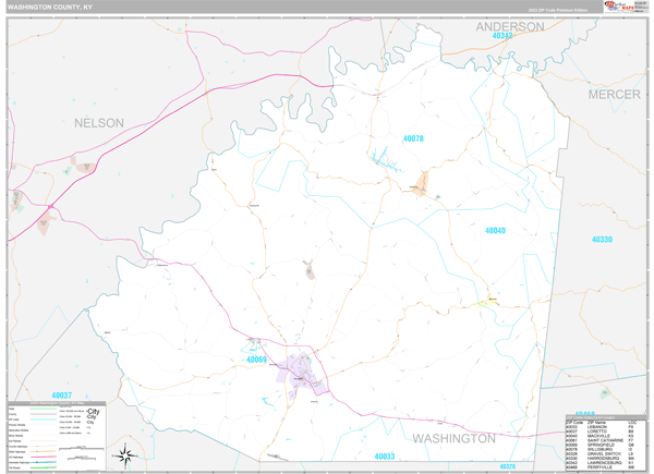 Washington County, KY Wall Map
