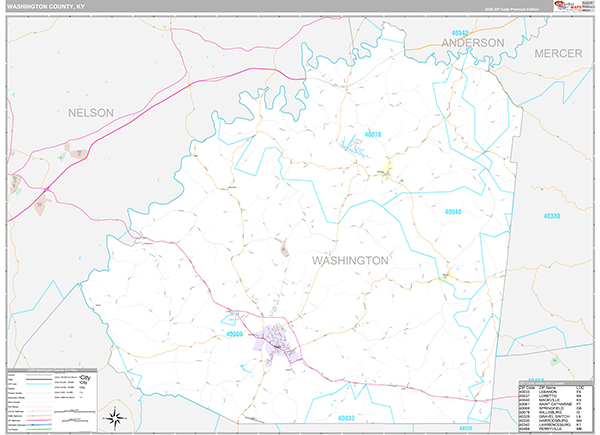 Washington County, KY Zip Code Map