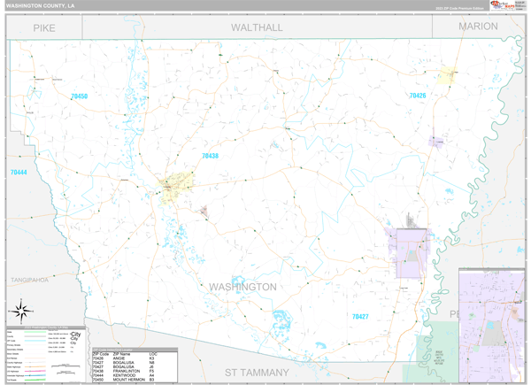 Washington Parish (County), LA Wall Map