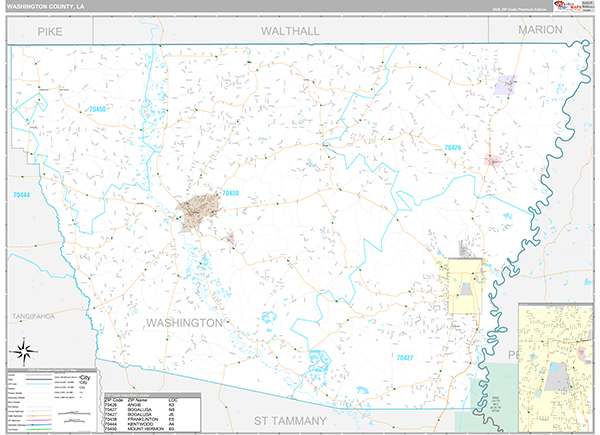 Washington County, LA Wall Map