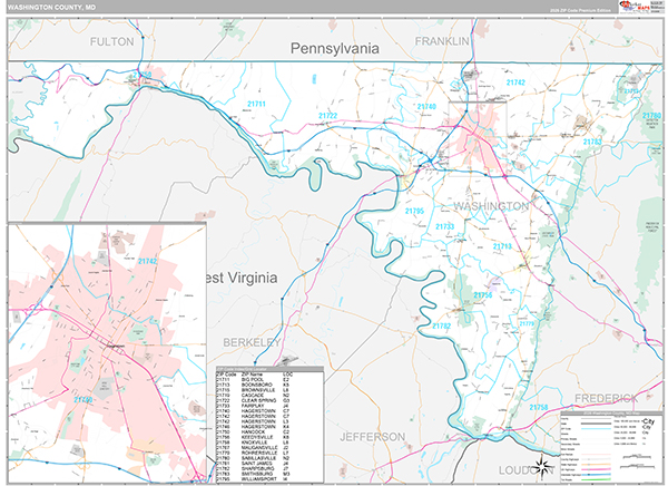 Washington County, MD Wall Map