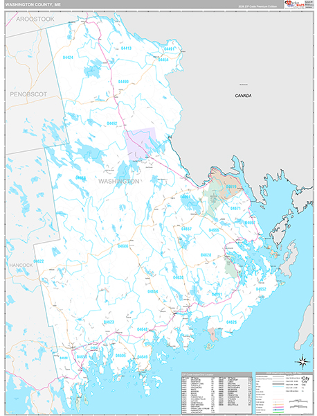 Washington County, ME Wall Map Premium Style