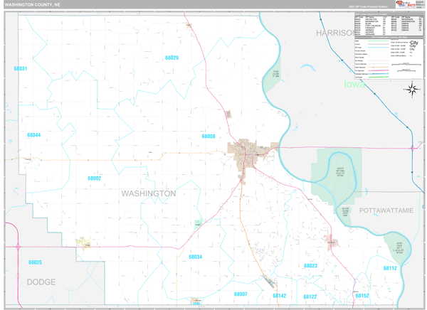 Washington County, NE Carrier Route Wall Map