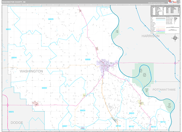 Washington County, NE Zip Code Map