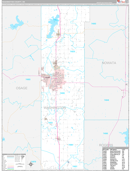 Washington County, OK Wall Map