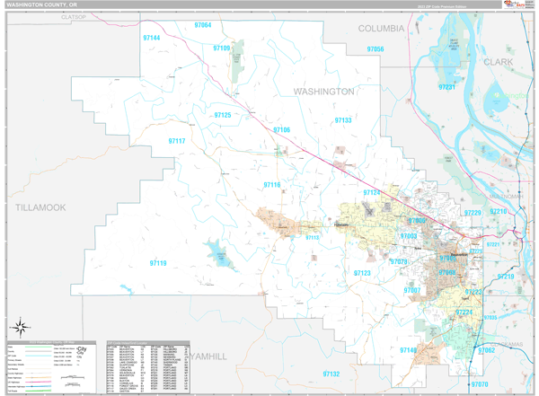 Washington County, OR Wall Map