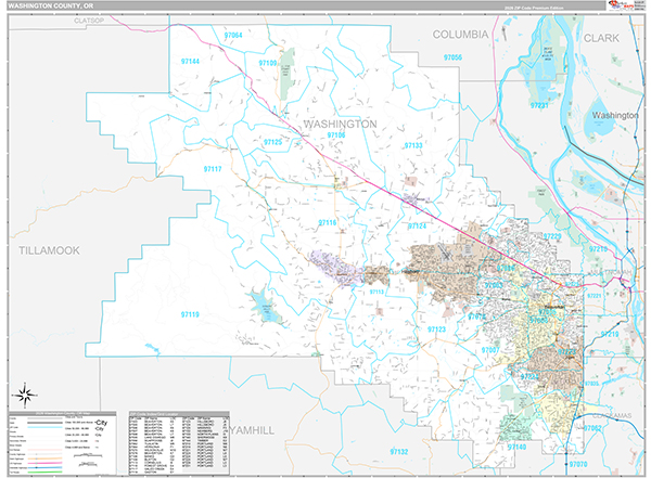 Washington County, OR Wall Map