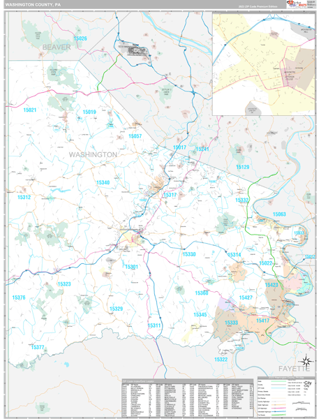 Washington County, PA Wall Map