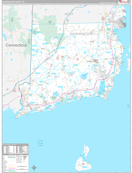 Washington County, RI Zip Code Map