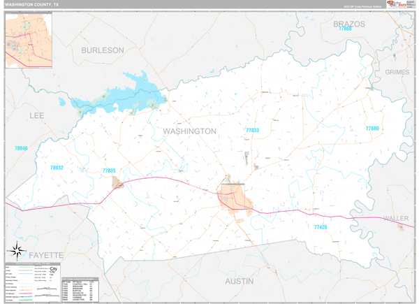 Washington County, TX Wall Map