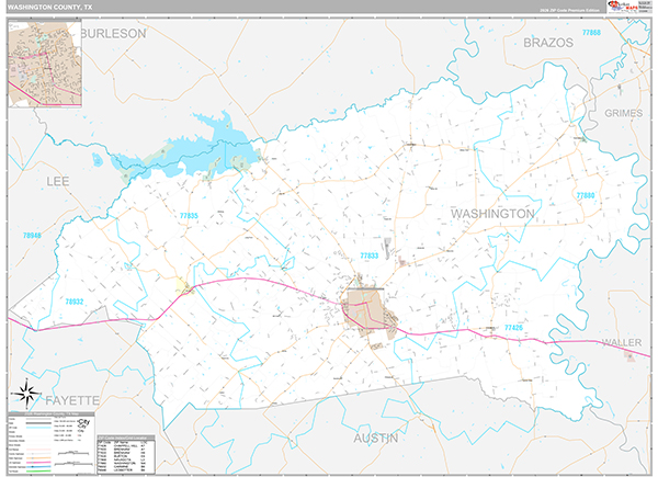 Washington County, TX Zip Code Map