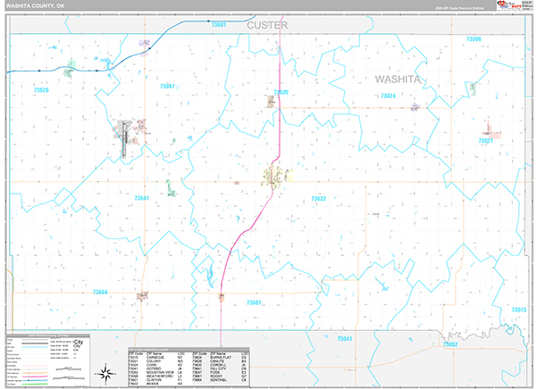 Washita County, OK Wall Map