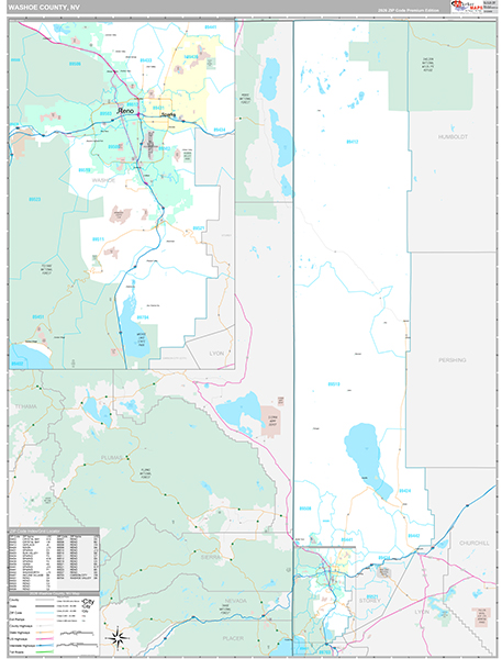 Washoe County, NV Wall Map