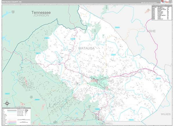 Watauga County, NC Wall Map