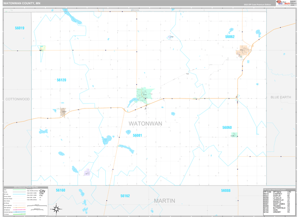 Watonwan County, MN Carrier Route Wall Map