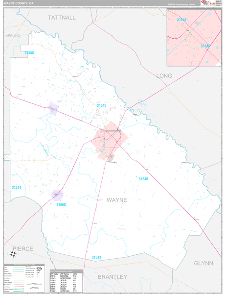 Wayne County, GA Zip Code Map