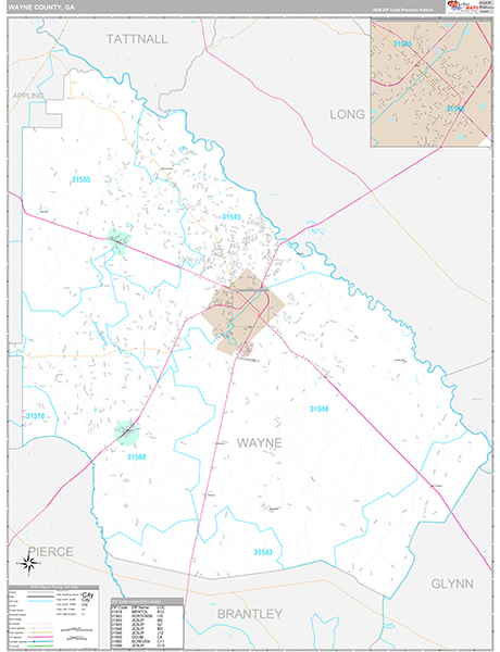 Wayne County, GA Zip Code Map
