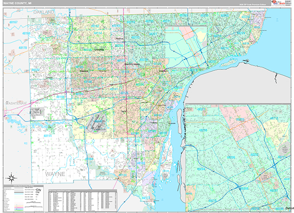 Wayne County, MI Zip Code Map