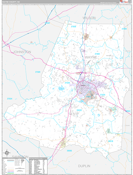 Wayne County, NC Wall Map