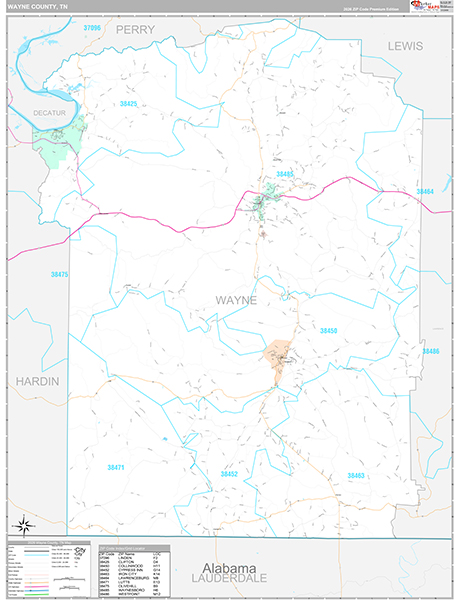 Wayne County, TN Zip Code Map