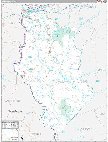 Wayne County, WV Zip Code Map