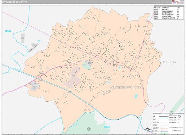 Waynesboro County, VA Wall Map
