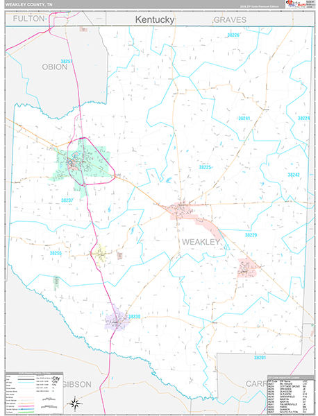 Weakley County, TN Zip Code Map