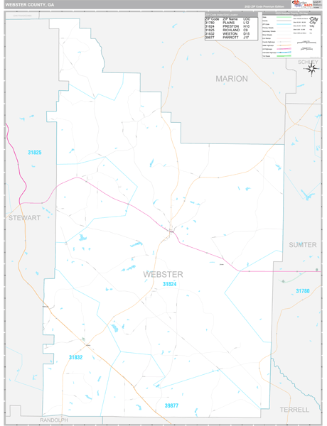 Webster County, GA Wall Map