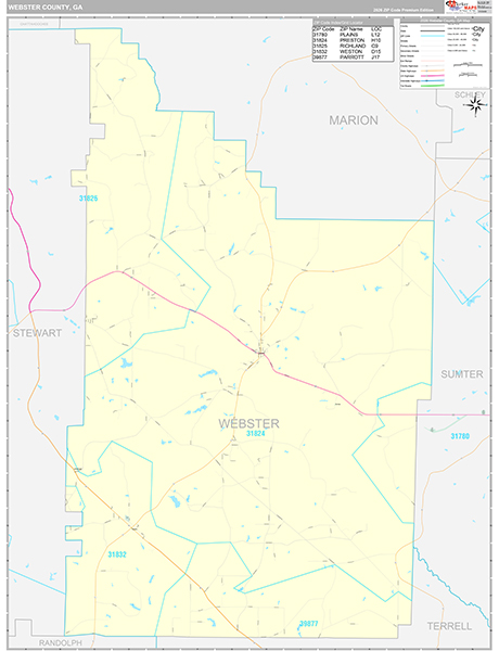 Webster County, GA Zip Code Map