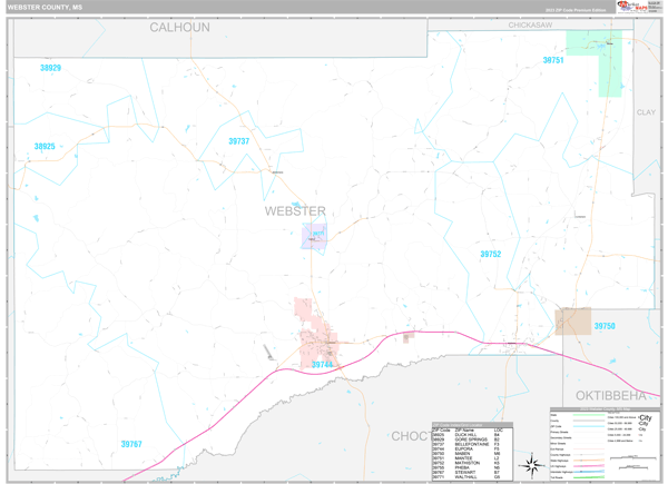 Webster County, MS Wall Map