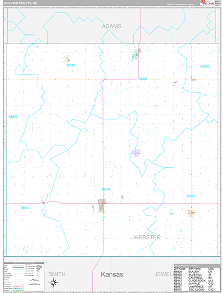 Webster County, NE Wall Map