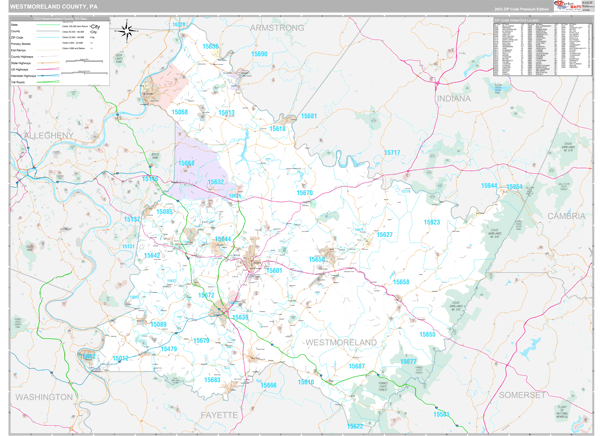 Westmoreland County Digital Map Premium Style