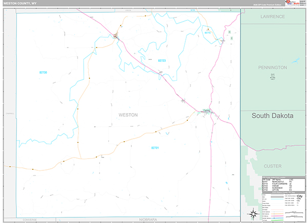 Weston County, WY Zip Code Map
